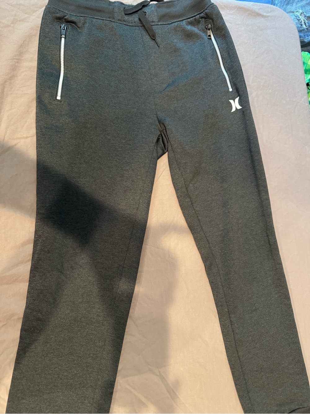 Hurley Kids Charcoal Jogger Sweatpants with White Zip Accents